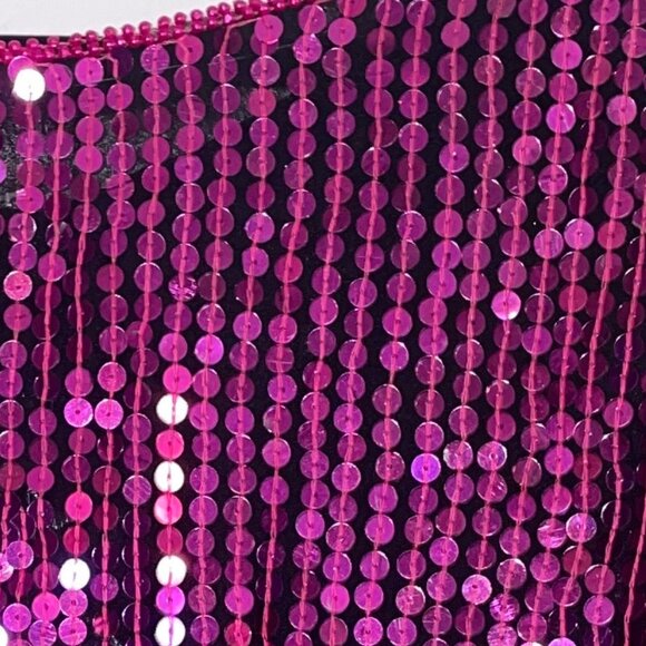 Vintage 1980s Hand Beaded Sequin Top | Bombay India | Magenta & Black Batwing - Picture 6 of 6